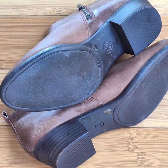 Lucky Brand Basel Booties Toffee Side Zip 1.5" Block Heel Round Toe 10W *WIDE* - Picture 14 of 16